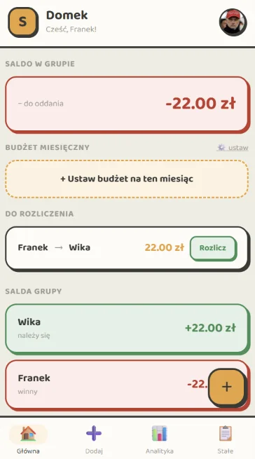 Splitka: ekran główny